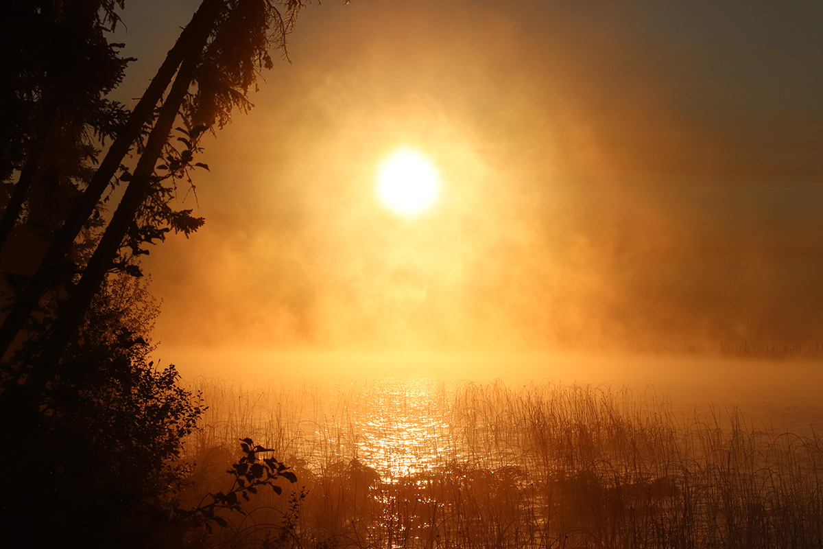 Sun over water in the Northwest Territories