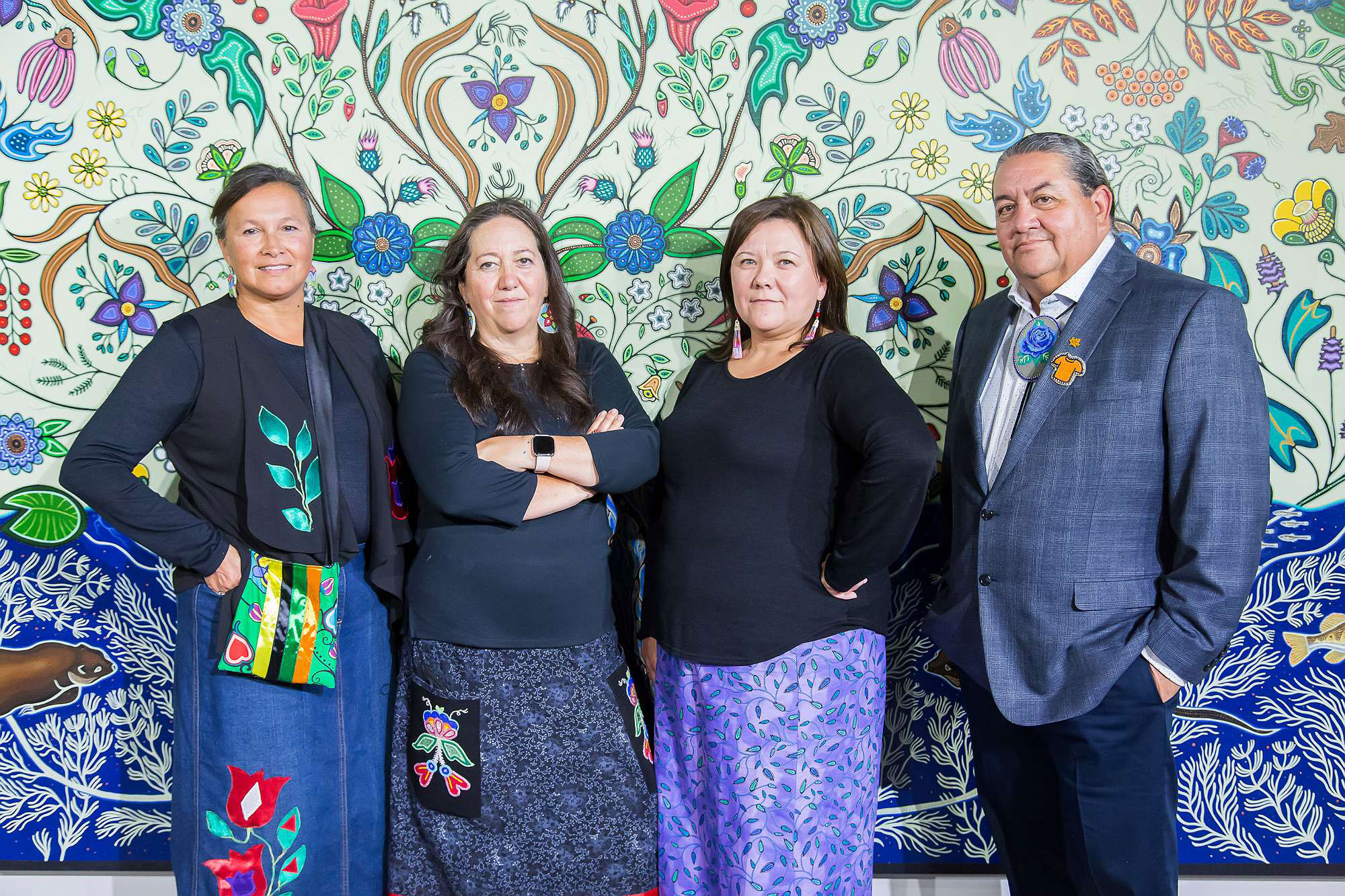 From left to right: Kathy Absolon, Christi Belcourt, Charisse Sayer and Darren Thomas