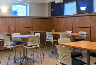 Corner of a room with desks