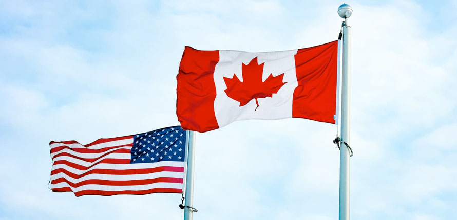 Canada and US flags