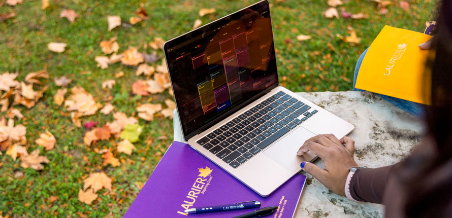 Student studying outside