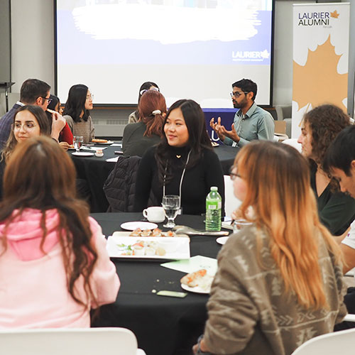 alumni speak to students about careers in sustainability