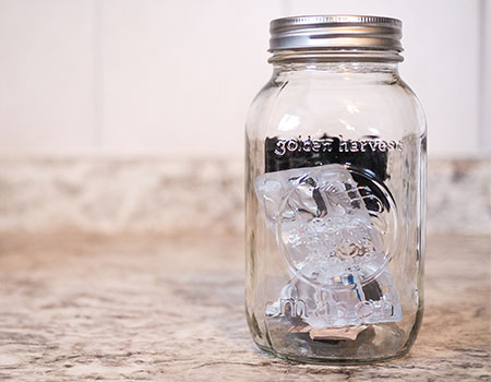 mason jar with waste