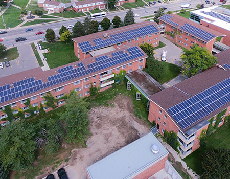 solar panels on top of residence buildings