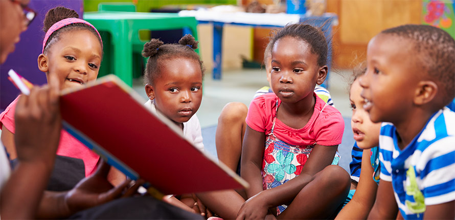Children learning how to read