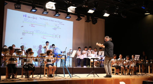 Bruce Gremo conducting a Found Sound Ensemble