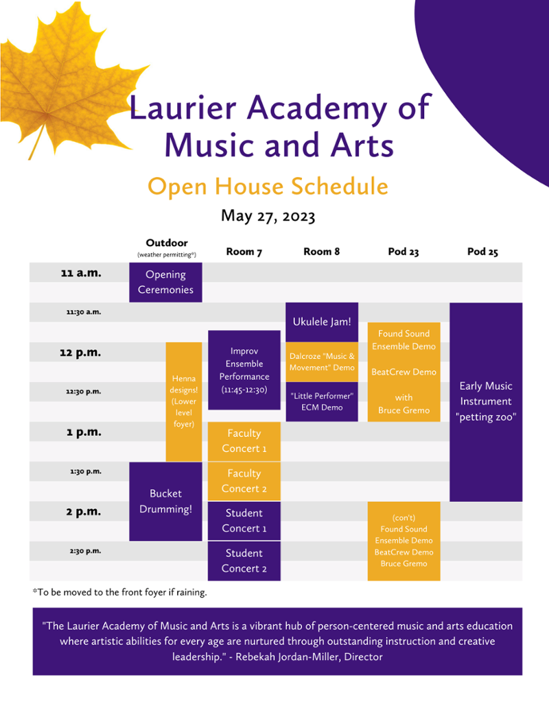 Full Schedule of Open House