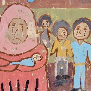 Painting of grieving family