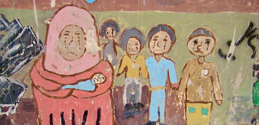 Painting of grieving family