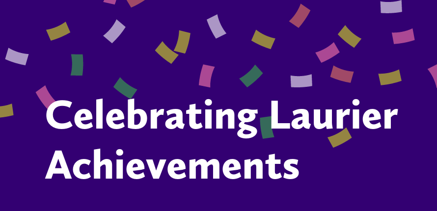 confetti with overlay text celebrating laurier achievements