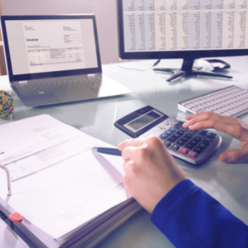 desk with accounting tools