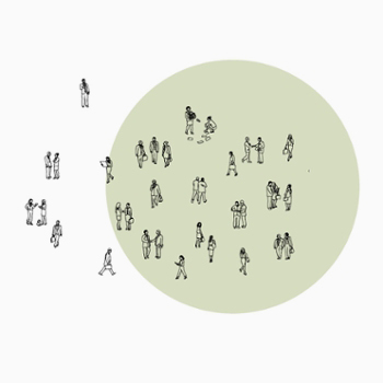 Stick figure people on green background