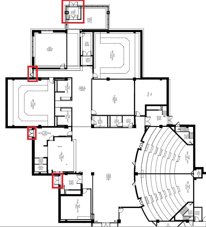 construction, peters building, emergency exits