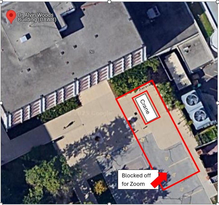 The image outlines the specific two accessible parking spaces that will be closed in Lot 42 from June 5th to June 9th.