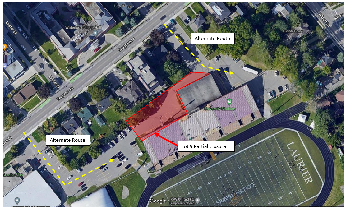 map displaying lot 9 temporary closure