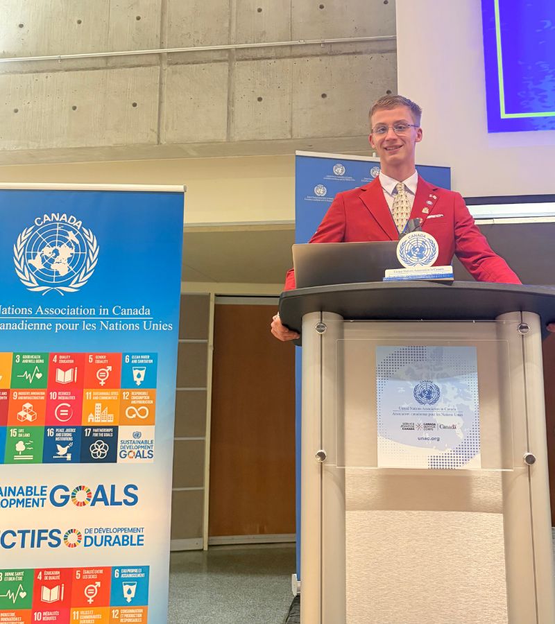 Bergsma at the United Nations Association in Canada's Eco Clubs Experiential Learning Conference in Edmonton, February 2026.