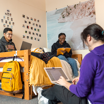 Students studying in residence