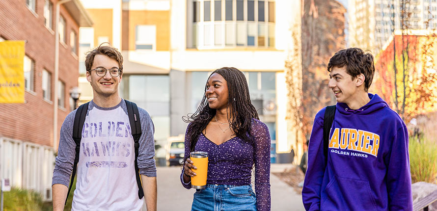 students on waterloo campus in spring