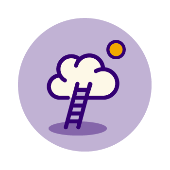image of ladder into clouds