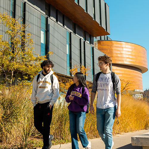 students walking outside Lazaridis Hall