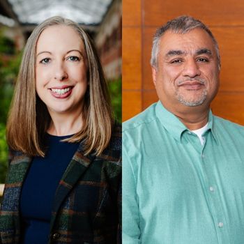 Louise Dawe and Azim Essaji recipients of Service Excellence and Community Engagement award.
