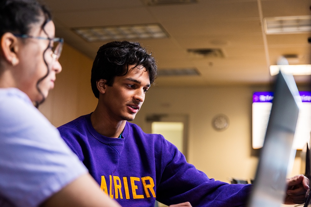 Two Laurier Milton students at computer