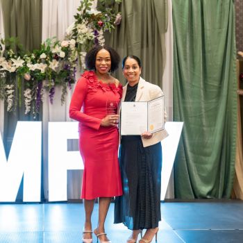 Andrea Davis accepting award