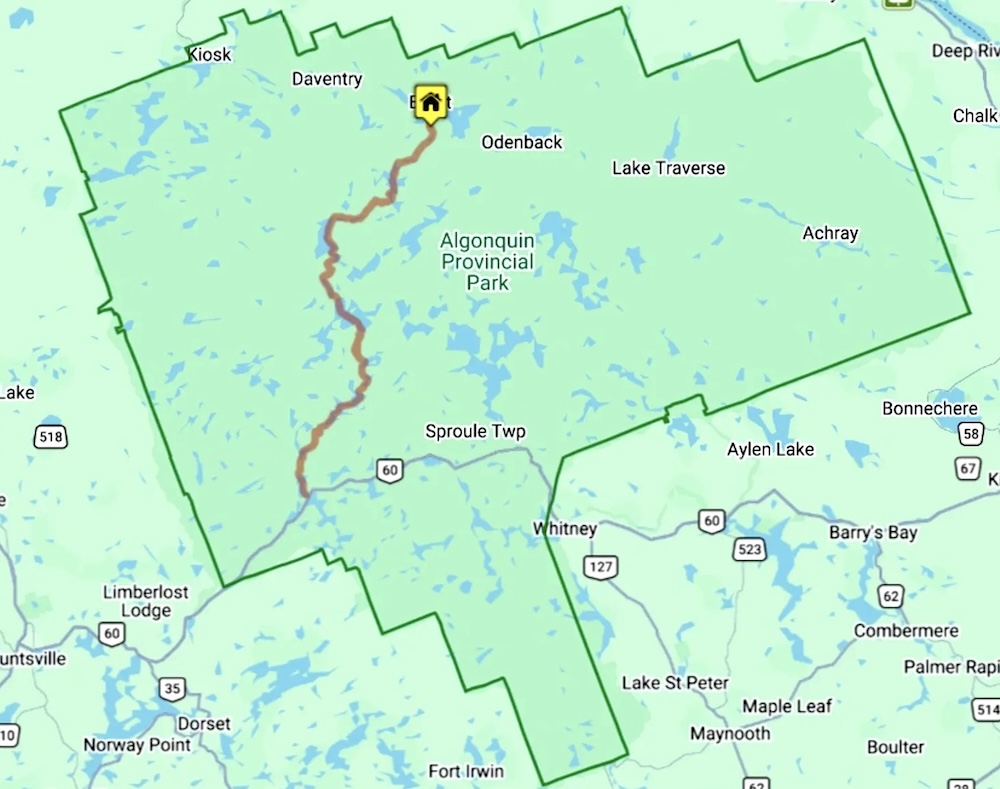 Algonquin Park canoe route map