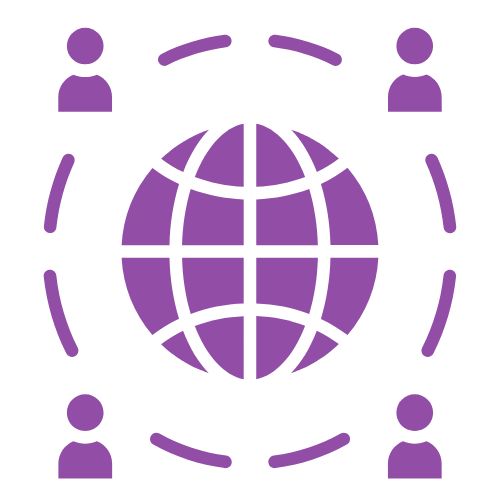 Illustration of globe with people around it