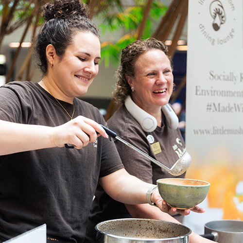 Serving soup at Empty Bowls