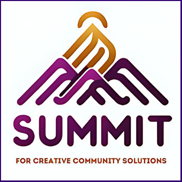 Summit for Creative Community Solutions logo with a purple border