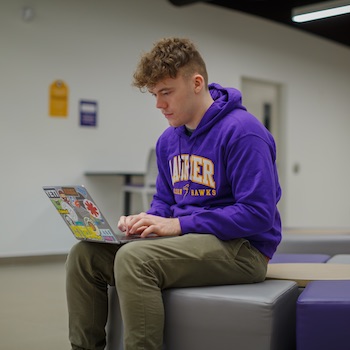 Student using laptop