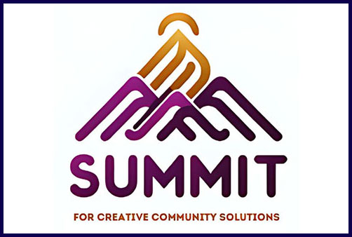 Summit for Creative Community Solutions logo with a purple border